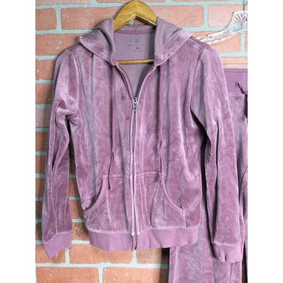 New York & Company Y2K Velour Hooded Full Zip Jacket Straight Leg Pants Track Su - Picture 2 of 12